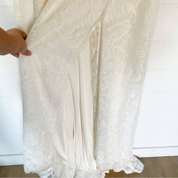 Melissa Sweet Leaf Pattern Lace A-Line Wedding Dress Size 14 - Picture 7 of 17